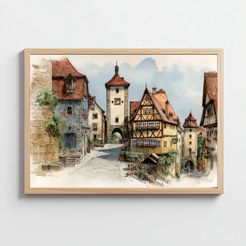 絵画・額縁・水彩画・鶴 十帆・ローテンブルク(ドイツ)・美術品・インテリア・雑貨 絵画・額縁・水彩画・鶴 十帆・ローテンブルク(ドイツ)・美術品