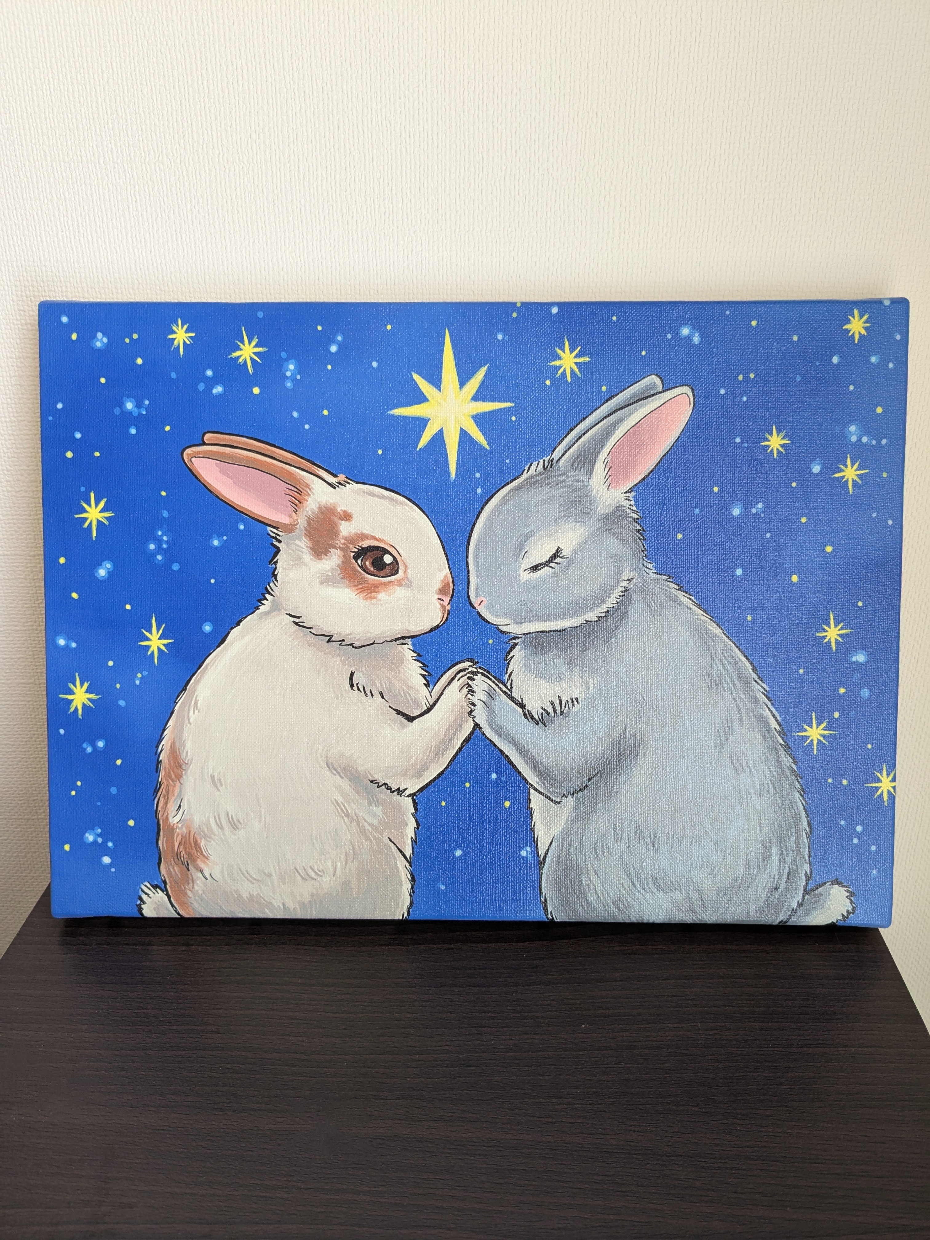 キャンバスアート　③【小さなうさぎのお願いごと】SM　F4　受注生産　兎乃真央