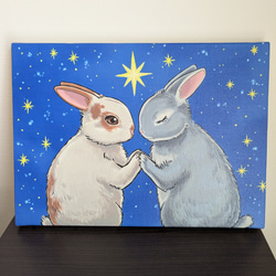 原画【春風とうさぎ達 a】F0サイズ 自然 動物アートイラスト 兎