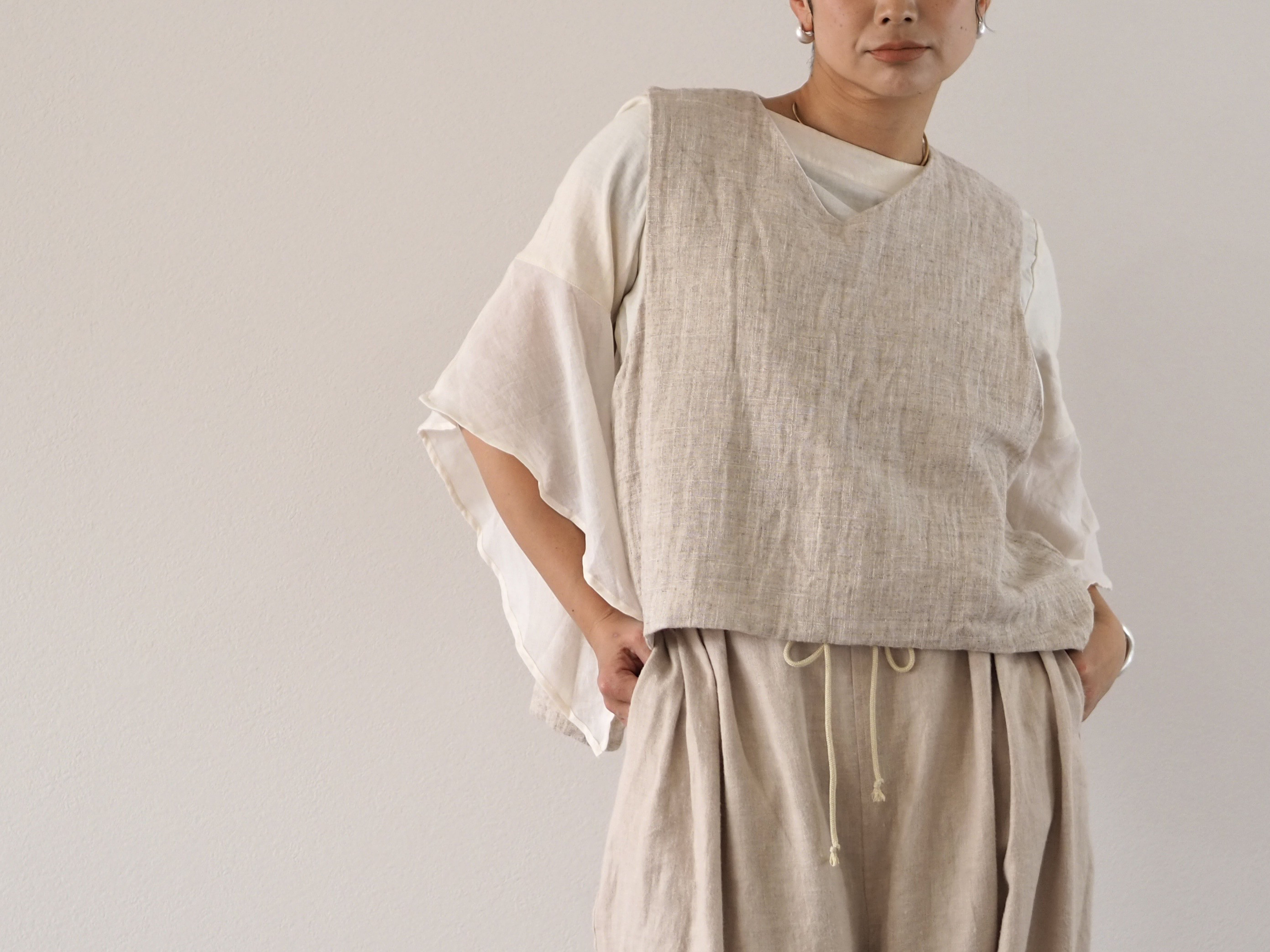 春夏。ダブルガーゼのゆったりベスト
