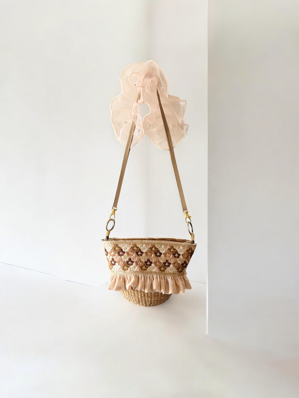 ［数量限定］刺繍リボンのミニかごバッグ(M) 5枚目の画像