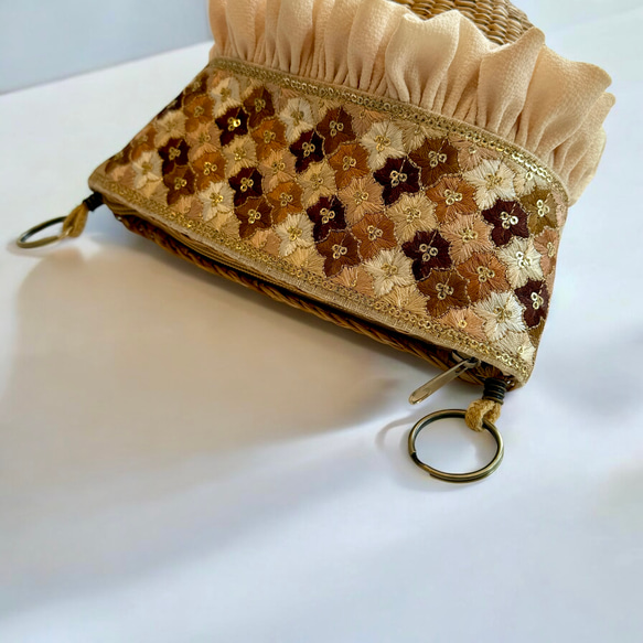 ［数量限定］刺繍リボンのミニかごバッグ(M) 4枚目の画像