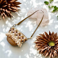 ［数量限定］刺繍リボンのミニかごバッグ(M) 1枚目の画像