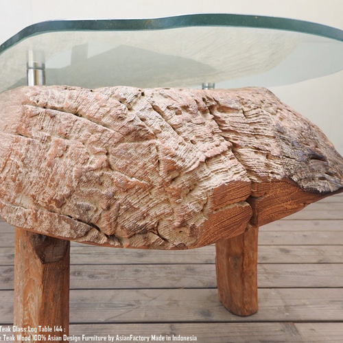 希少 一点物 迫力の オールドチーク ガラステーブル 144cm × 47cm