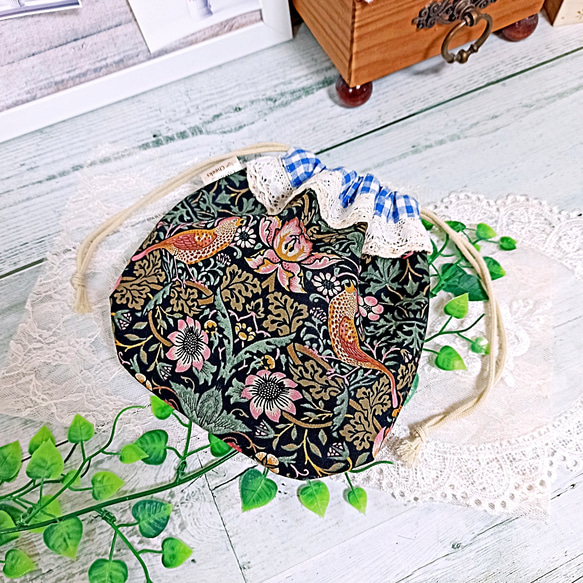 William Morris ダーツマチ レースおしゃれ巾着ポーチ♡ 8枚目の画像