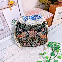 William Morris ダーツマチ レースおしゃれ巾着ポーチ♡ 2枚目の画像