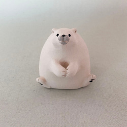 [受注制作] お花が持てちゃうシロクマさん（素焼きのシロクマ　置物） 6枚目の画像