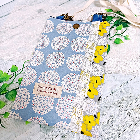 パッチワーク 紫陽花♡ スマホショルダー 7枚目の画像