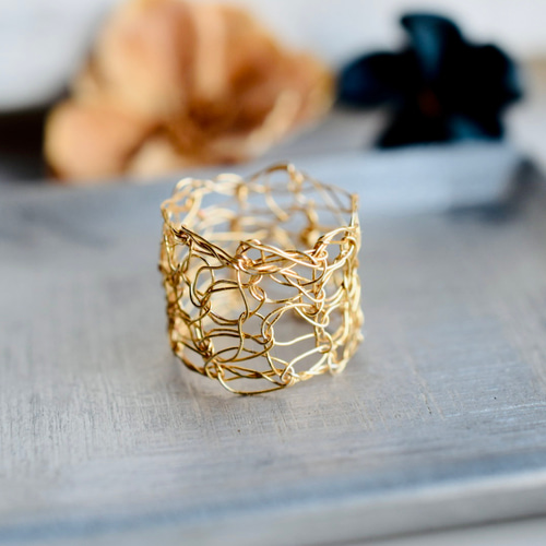 14kgf] レース編みリング 15mm /ゴールドフィルド 指輪・リング mayumi