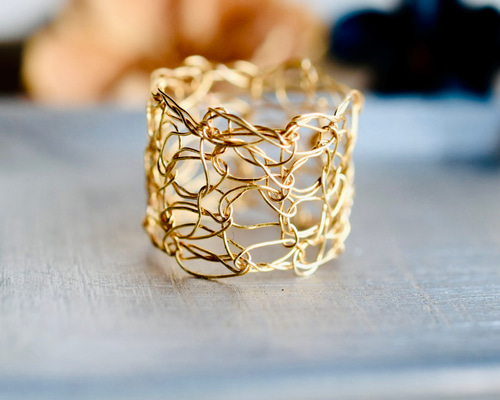 14kgf] レース編みリング 15mm /ゴールドフィルド 指輪・リング mayumi