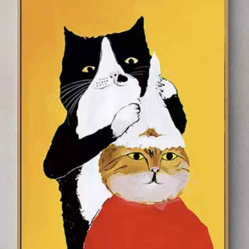 シャンプーネコ 猫 キャンバスアートポスター 50×70cm インテリア