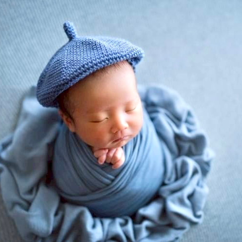 新生児～手編みのどんぐりベレー帽】コットン100％ 出産祝い ニュー