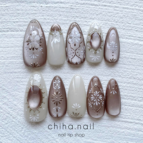 オーダー ネイルチップ No.3 】‪☆800円‪ 糸シェル マグネット‬‬