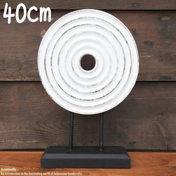 アジアンテイスト オブジェ [波] 40cm 木製装飾 ホワイトウォッシュ