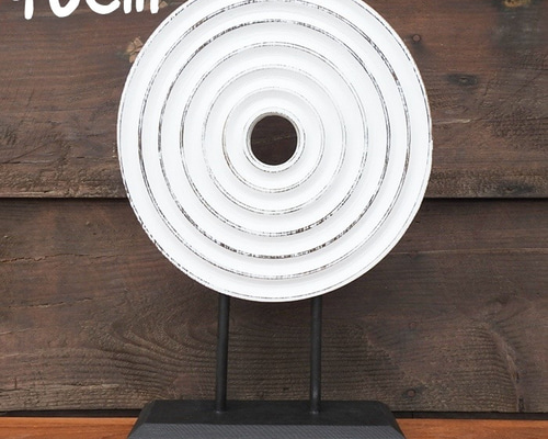 アジアンテイスト オブジェ [波] 40cm 木製装飾 ホワイトウォッシュ