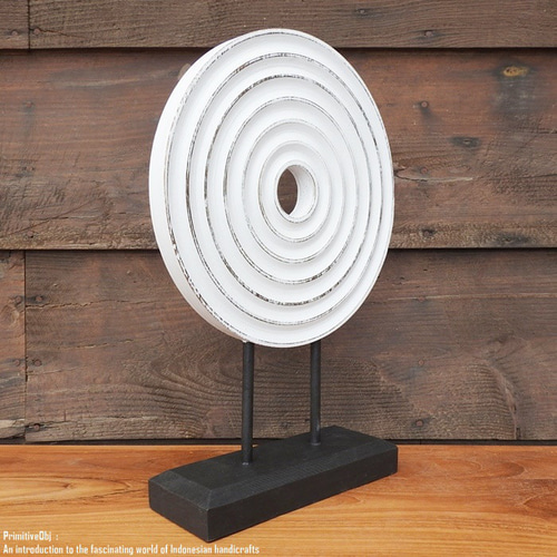 アジアンテイスト オブジェ [波] 40cm 木製装飾 ホワイト