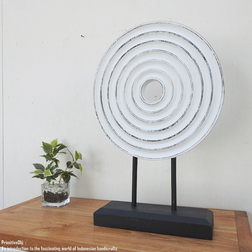 アジアンテイスト オブジェ [波] 40cm 木製装飾 ホワイトウォッシュ