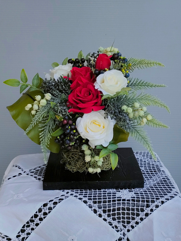 造花　赤い薔薇　オンシジウム　アレンジ　御祝　母の日　誕生日 造花 赤い薔薇 オンシジウム アレンジ 御祝 母の日 誕生日 【公式通販】