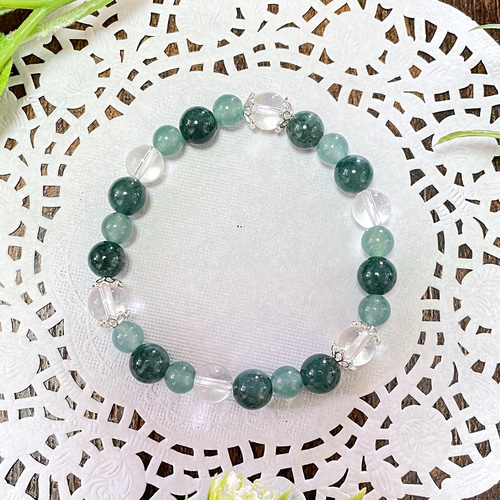 レア‼️天然A貨翡翠　氷種満緑＆レア転運ミニ路路通ブレスレット 超レア‼️天然A貨翡翠 氷種満緑＆紅、黄、藍混色翡翠の【転運