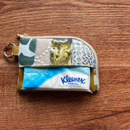ミナペルホネン L字ファスナーポーチ ポケットティッシュケース sora