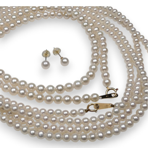 K18 パールネックレス本真珠ネックレスベビーパール4mm