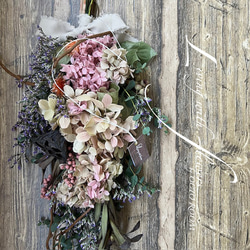 再販)ドライフラワー・爽やかなレモンリーフと 紫陽花スワッグ ドライ