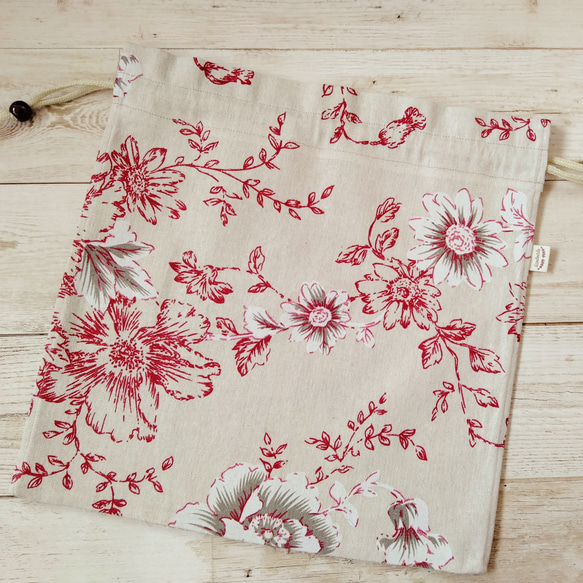 かごバッグ専用インナー袋＜ピオニー＞Lサイズ 5枚目の画像