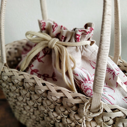 かごバッグ専用インナー袋＜ピオニー＞Lサイズ 3枚目の画像