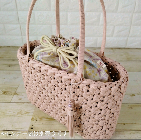 Lサイズ用かごバッグ専用インナー袋【Lavender】 3枚目の画像