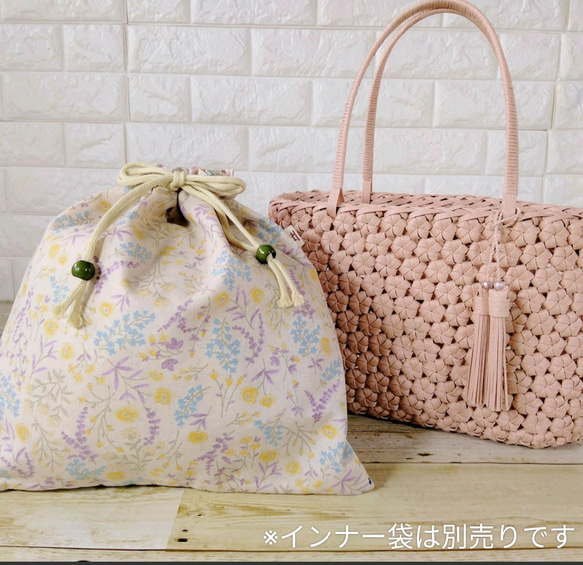 Lサイズ用かごバッグ専用インナー袋【Lavender】 2枚目の画像