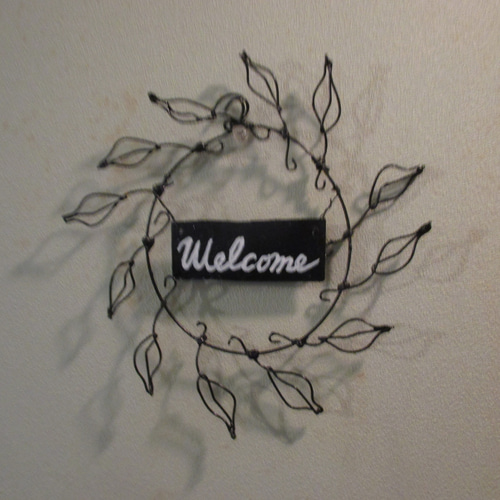 ☆ウエルカムリース 鉄線2㎜線 ワイヤークラフト アルミ板 黒塗装