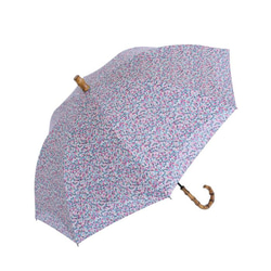 クラシコ リバティプリント使用 晴雨兼用 日傘 完全遮光 100%  小花 花畑 ピンク ギフト可 2枚目の画像