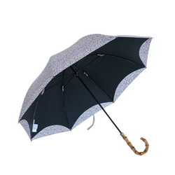 クラシコ リバティプリント使用 晴雨兼用 日傘 完全遮光 100%  小花 花畑 ピンク ギフト可 5枚目の画像