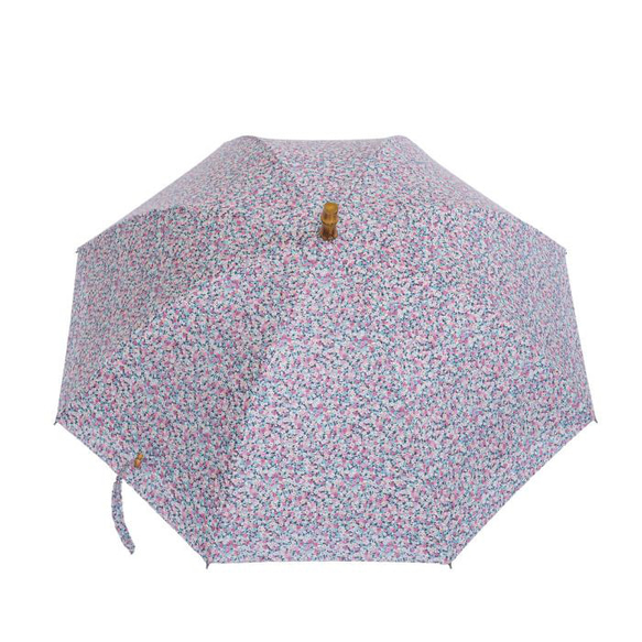 クラシコ リバティプリント使用 晴雨兼用 日傘 完全遮光 100%  小花 花畑 ピンク ギフト可 4枚目の画像