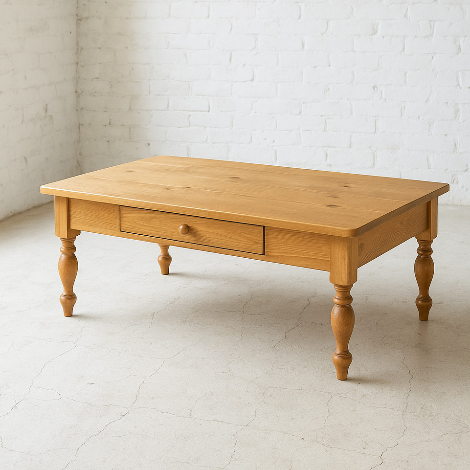 アンティーク調ローテーブル ろくろ足ソファテーブル 1200×700 オールドパイン風オーダーメイド家具