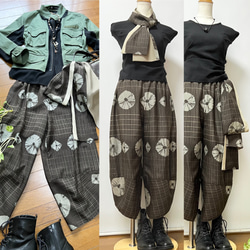 着物リメイク　絣サルエルパンツ 木綿絣 サルエルパンツ＋ストール 着物リメイク｜Yahoo!フリマ
