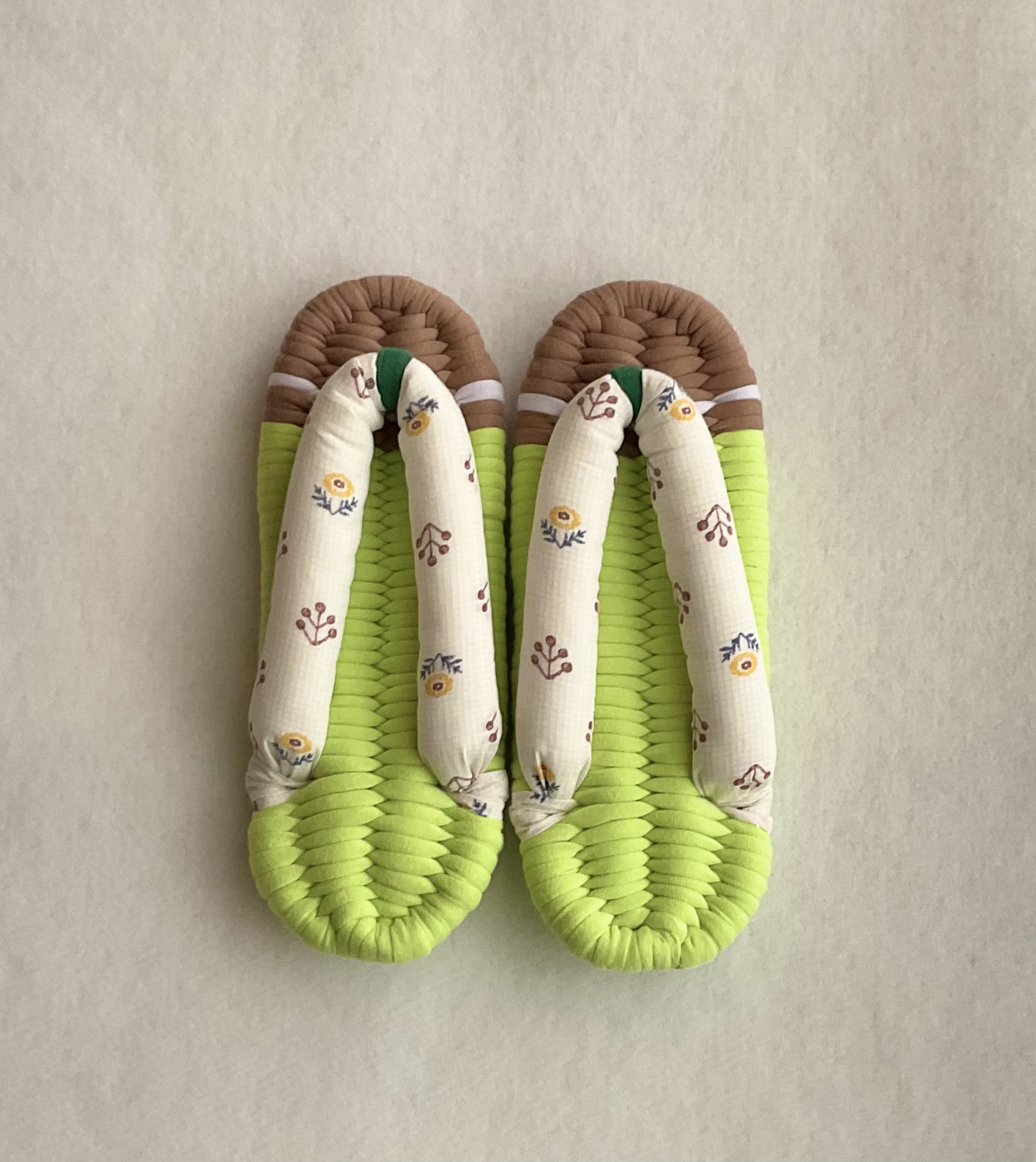 布ぞうり 小花柄 グリーン Lサイズ room shoes
