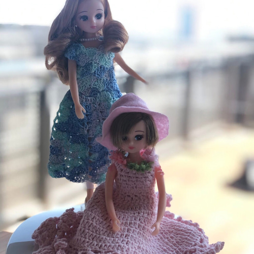 リカちゃん用かぎ針編みワンピース（ピンクのドレスのみの販売です