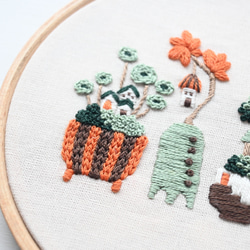 【新作】刺繍キット 緑の文明より「盆栽街植物」《空想街雑貨店》 4枚目の画像