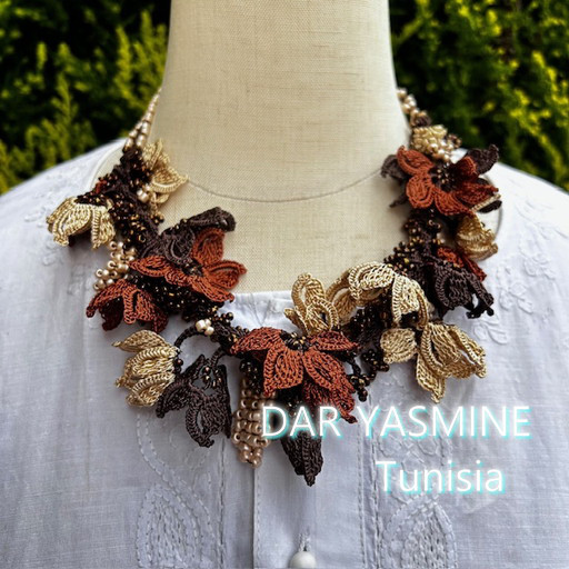 トルコ伝統工芸　oya刺繍　チョーカー　「珈琲を一杯いかが」　チョーカー119