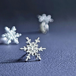 雪のささやき　本物の雪の結晶ピアス（イヤリング）　サージカルステンレス　ニッケルフリーメッキ　 7枚目の画像