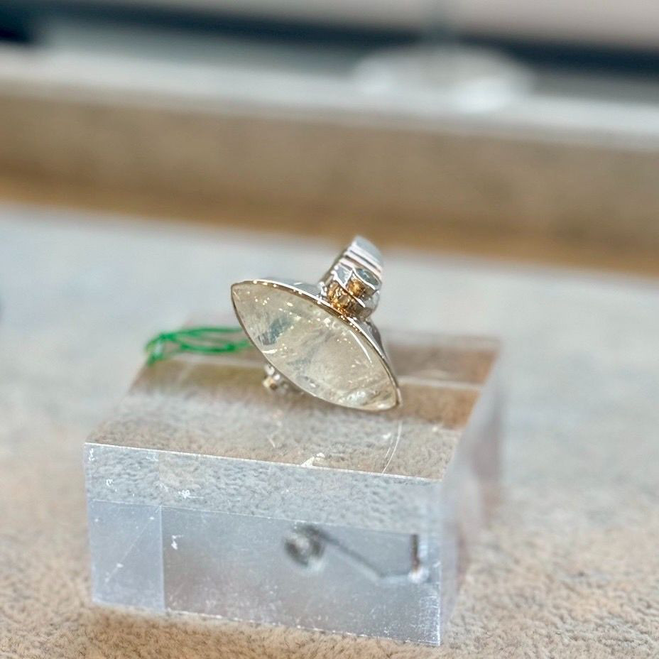 シルバーリング ムーンストーン 13号 シルバー925 天然石 レディース 一点物 ハンドメイド