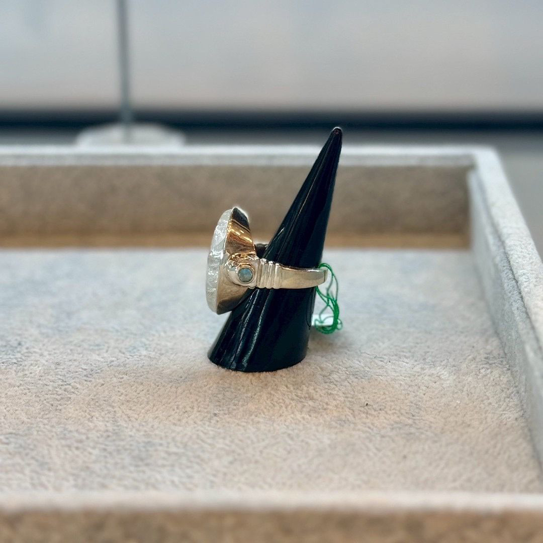 シルバーリング ムーンストーン 13号 シルバー925 天然石 レディース 一点物 ハンドメイド