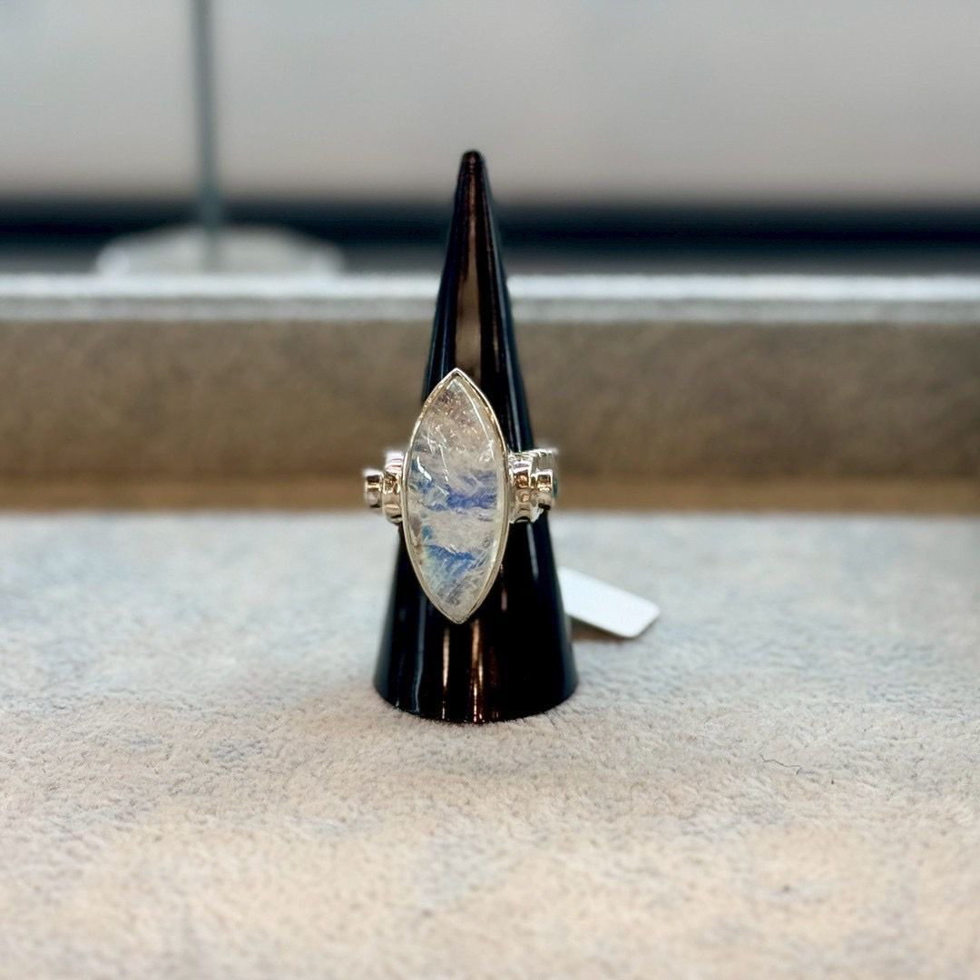 シルバーリング ムーンストーン 13号 シルバー925 天然石 レディース 一点物 ハンドメイド