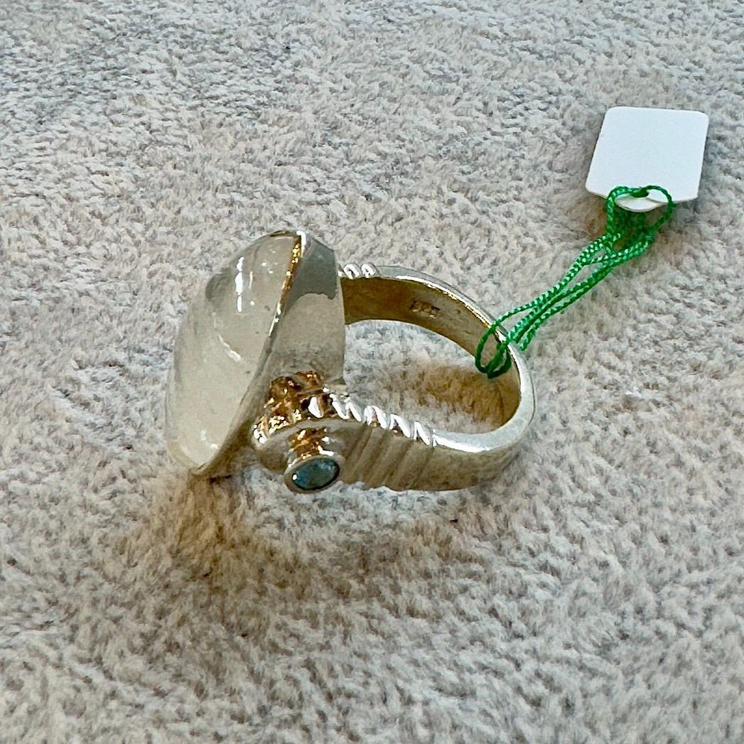 シルバーリング ムーンストーン 13号 シルバー925 天然石 レディース 一点物 ハンドメイド