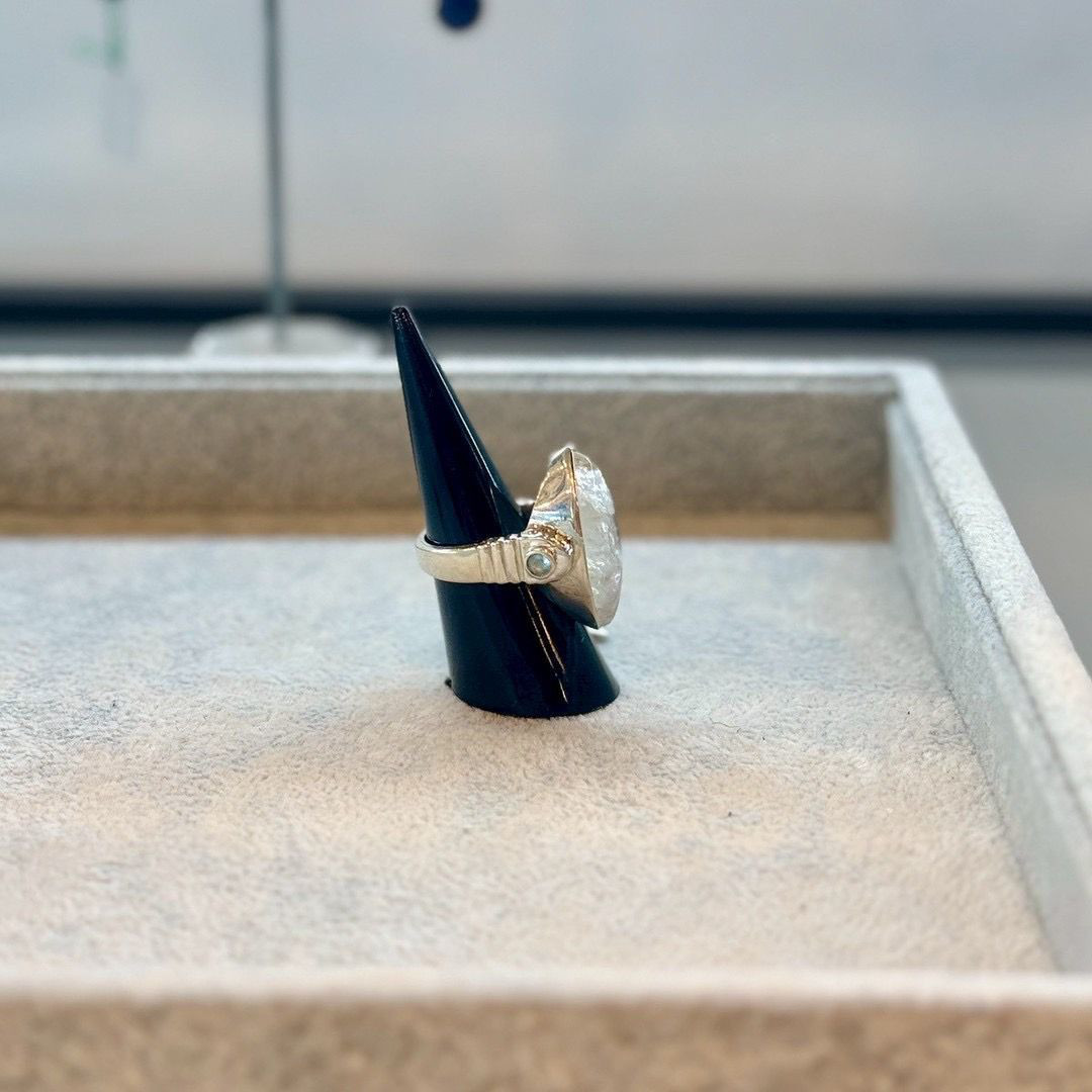 シルバーリング ムーンストーン 13号 シルバー925 天然石 レディース 一点物 ハンドメイド