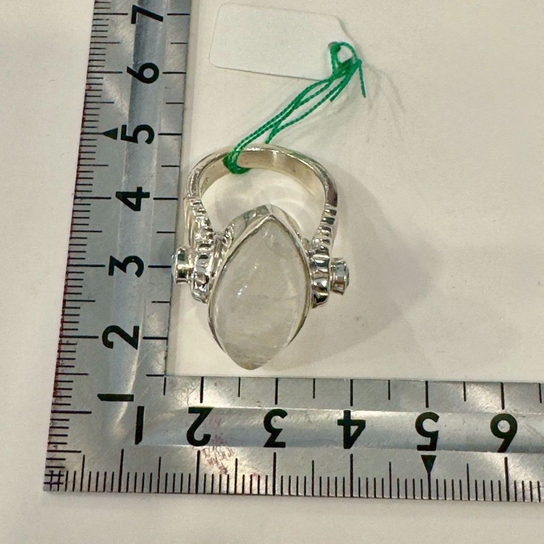 シルバーリング ムーンストーン 13号 シルバー925 天然石 レディース 一点物 ハンドメイド