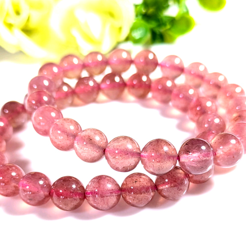 綾☆様◇ご確認用◇ストロベリークォーツ天珠ブレス ローズクォーツ天