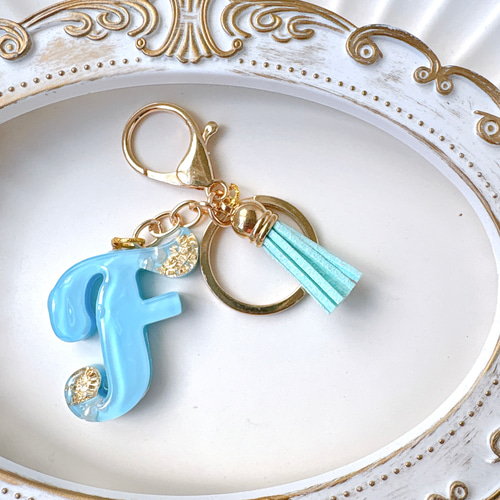 アルファベット イニシャル キーホルダー F レジン ハンドメイド