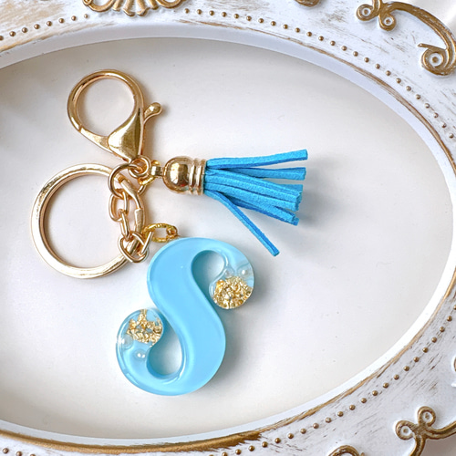アルファベット イニシャル キーホルダー S レジン ハンドメイド
